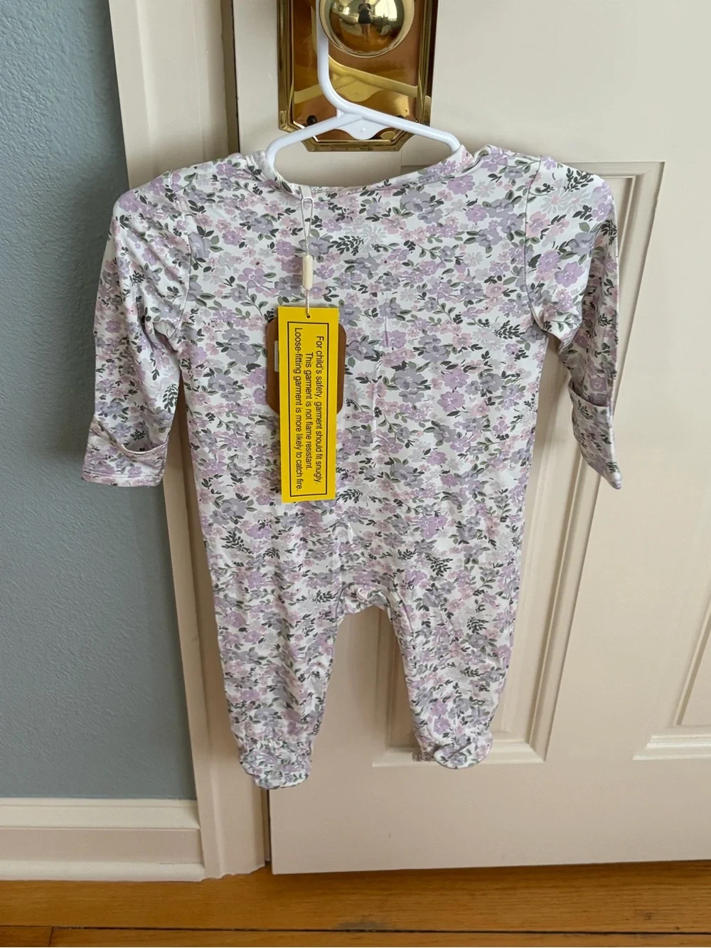 NWT Angel Dear Bamboo Lavender Floral Footed One-Piece Pajama